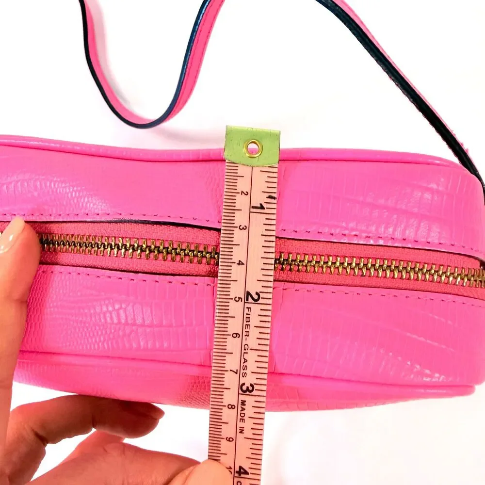 RARE NWT‎ Juicy Couture Pink Purse Camera Bag Leather Lizard Embossed Crossbody